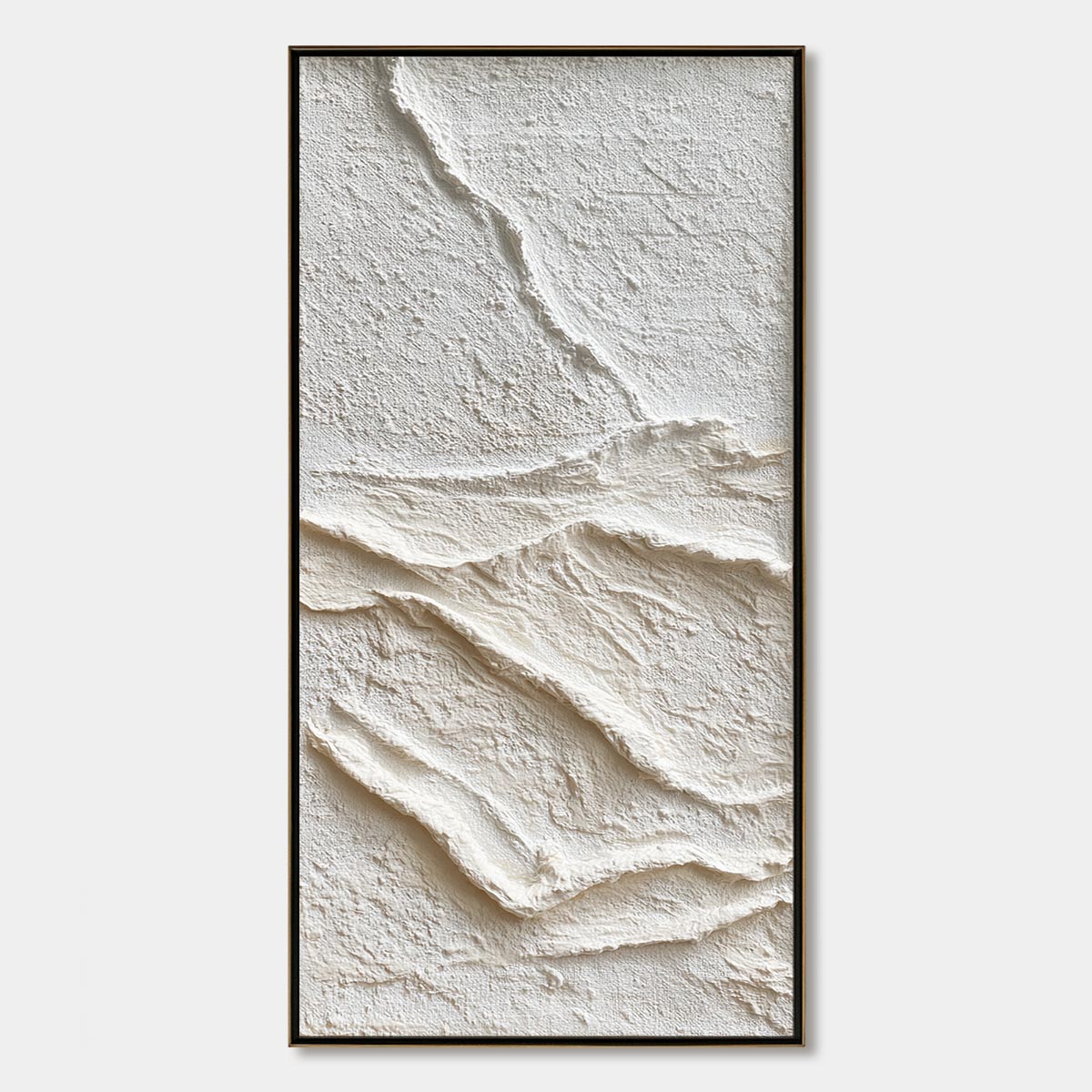 Silent Strata hand-painted white and beige textured coastal abstract painting rolled canvas option