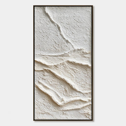 Silent Strata hand-painted white and beige textured coastal abstract painting rolled canvas option