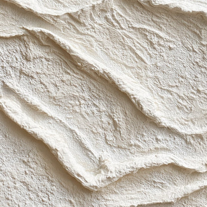Silent Strata hand-painted white and beige textured coastal abstract painting shown with gold frame