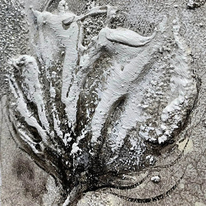Silver Mist – Minimalist Floral Oil Painting, view 4
