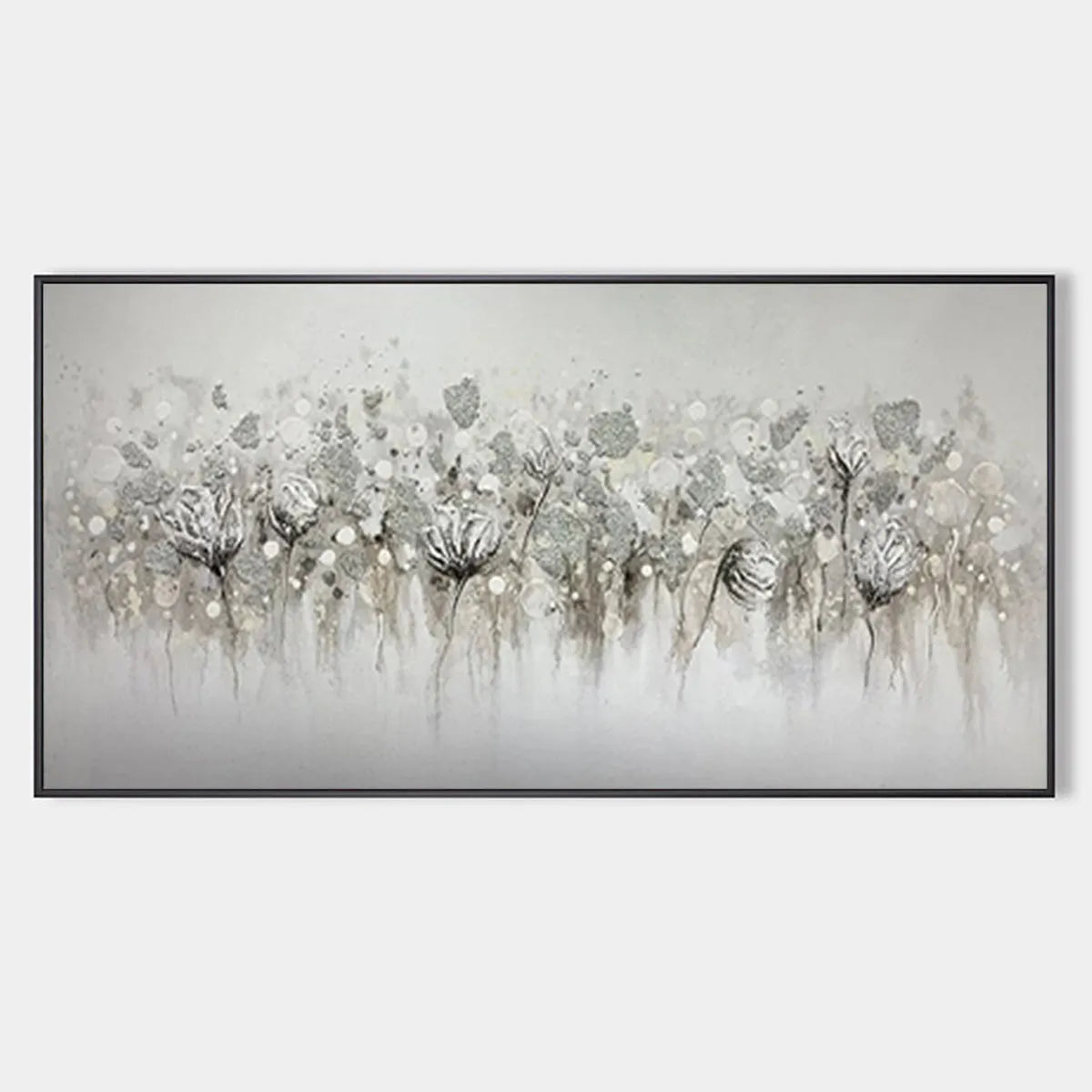 Silver Mist – Minimalist Floral Oil Painting, view 1
