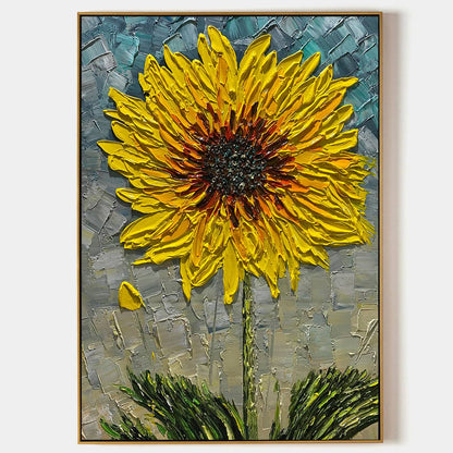 Solar Bloom – Sunflower Impasto Oil Painting, view 1