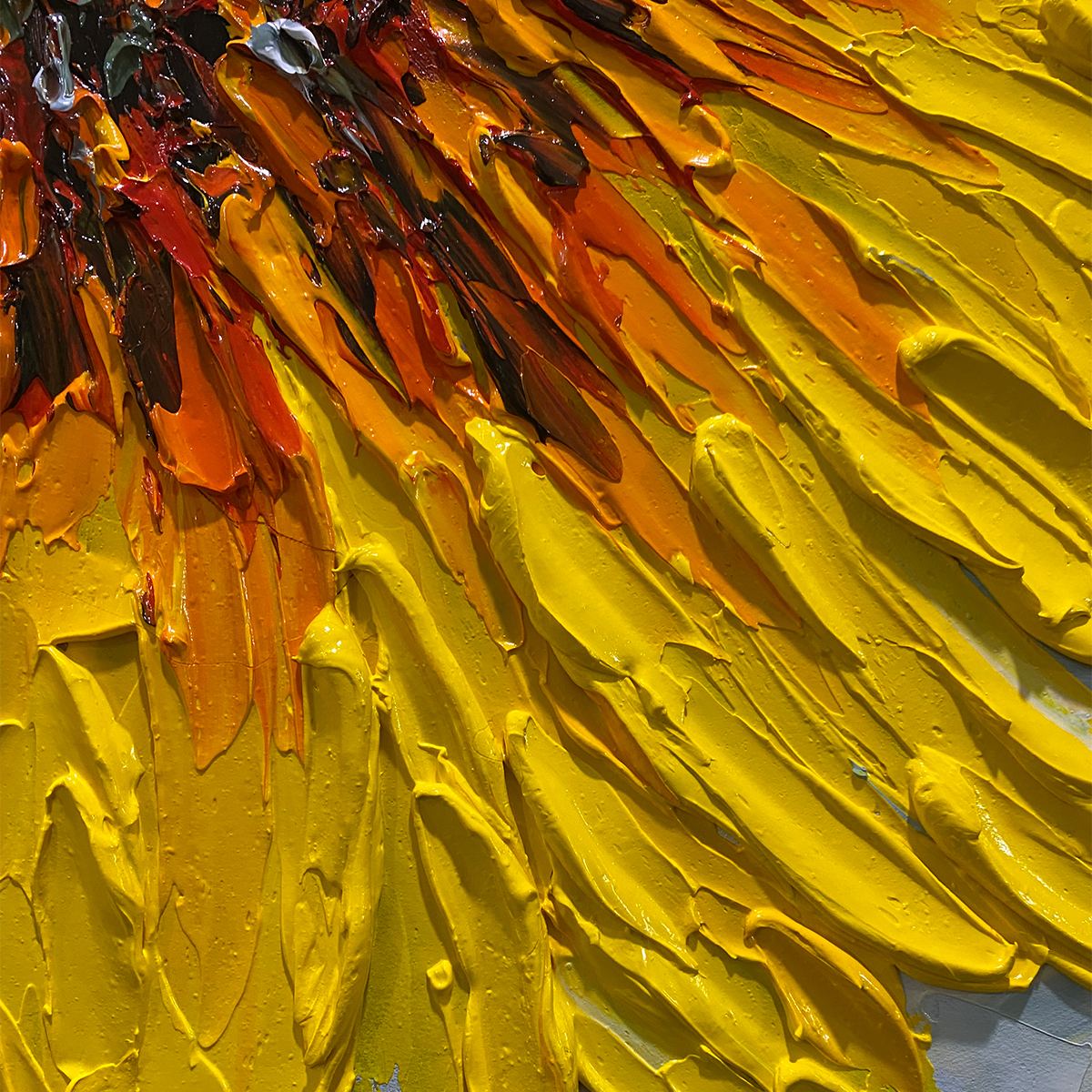 Solar Bloom – Sunflower Impasto Oil Painting, view 4