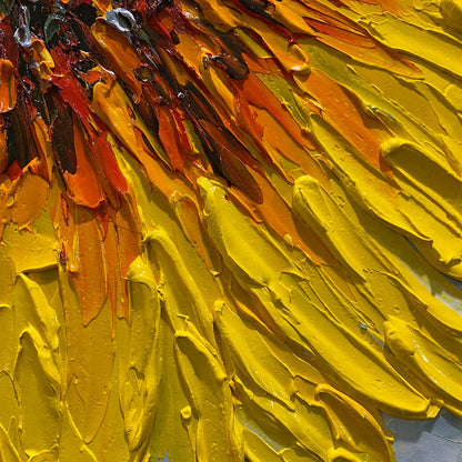Solar Bloom – Sunflower Impasto Oil Painting, view 4