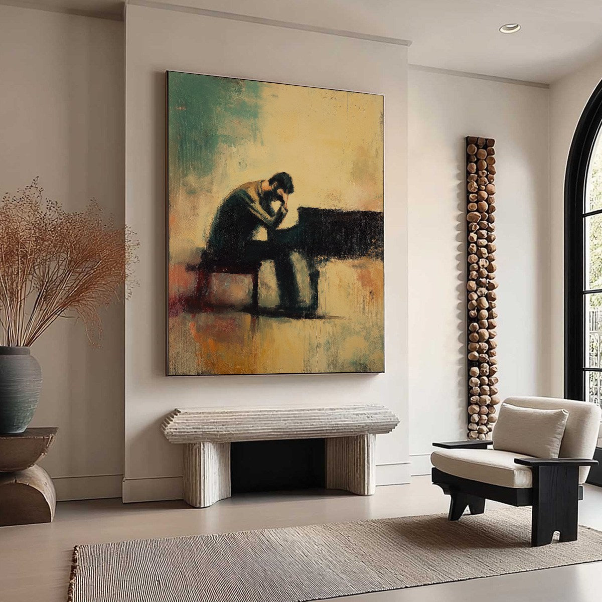 Figurative Couple Oil Painting – Solitude Sonata