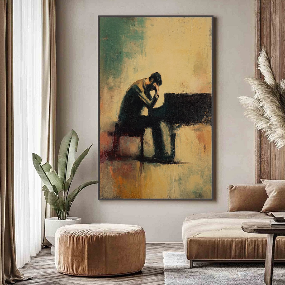 Figurative Couple Oil Painting – Solitude Sonata