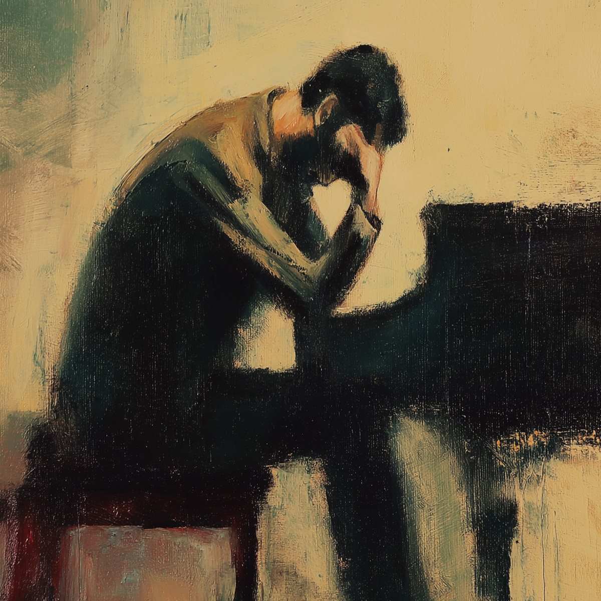Figurative Couple Oil Painting – Solitude Sonata