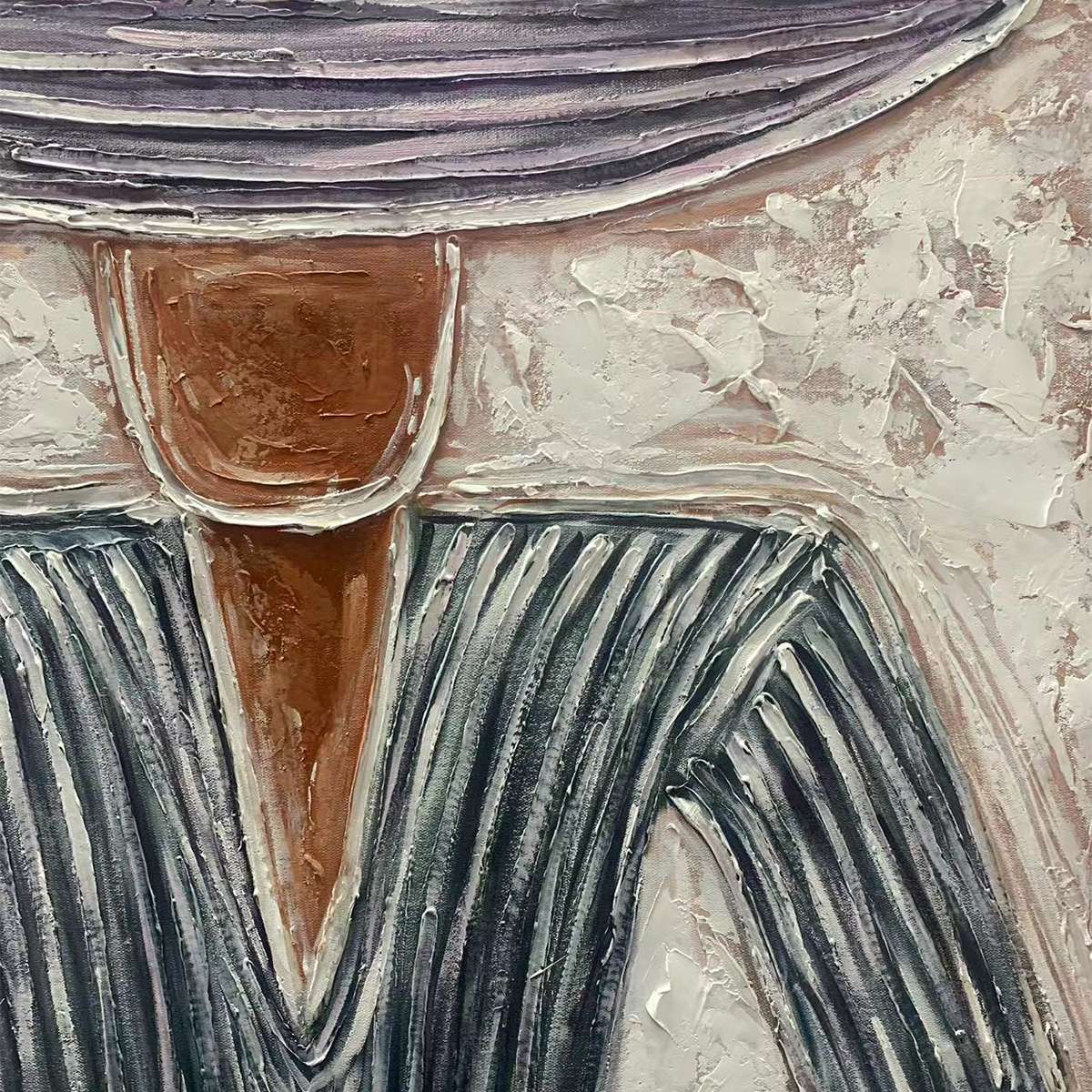 Sombrero Duet – Minimalist Silhouette Impasto Oil Painting, view 4