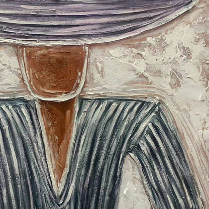 Sombrero Duet – Minimalist Silhouette Impasto Oil Painting, view 4