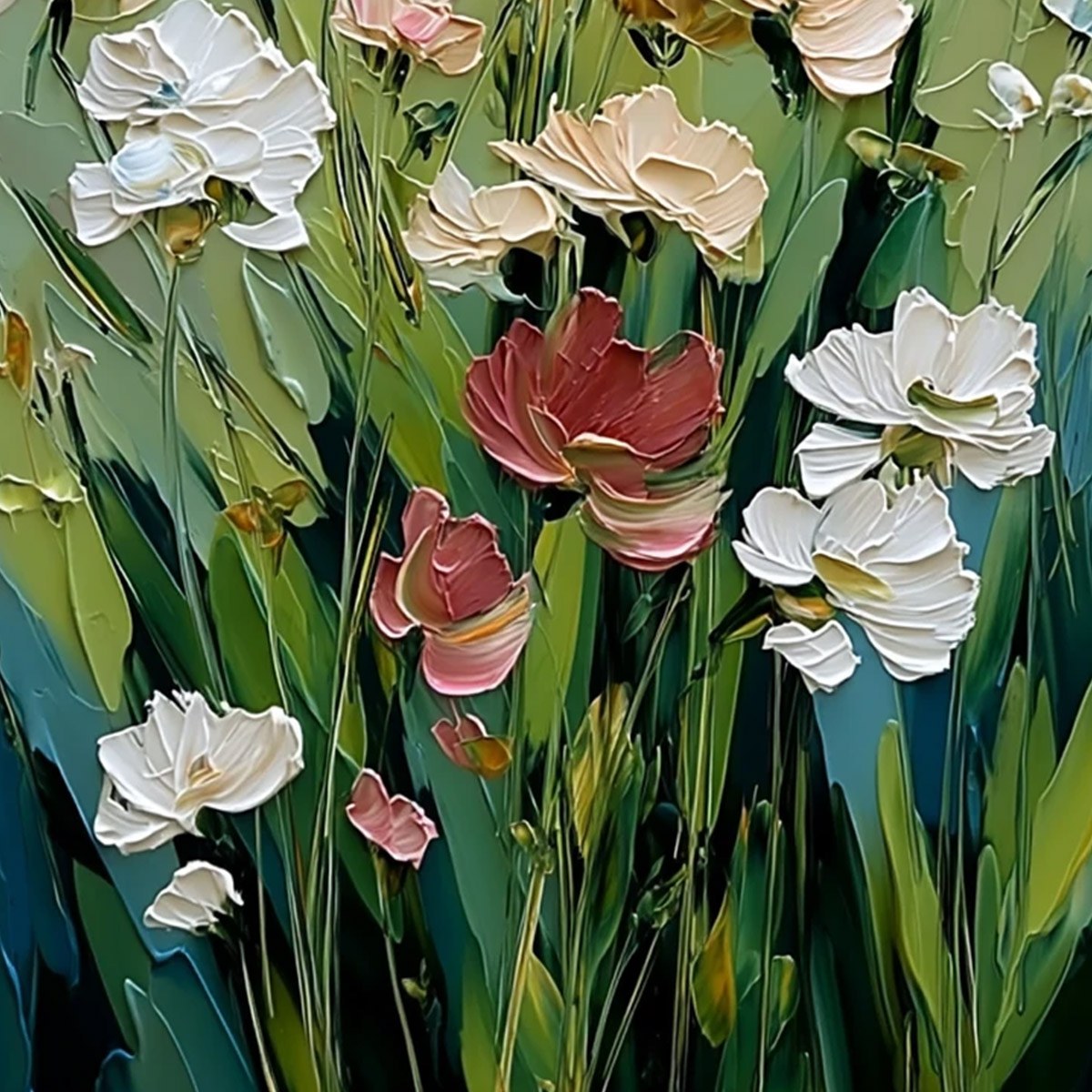 Spring'S Embrace – Wildflower Impasto Painting, view 5