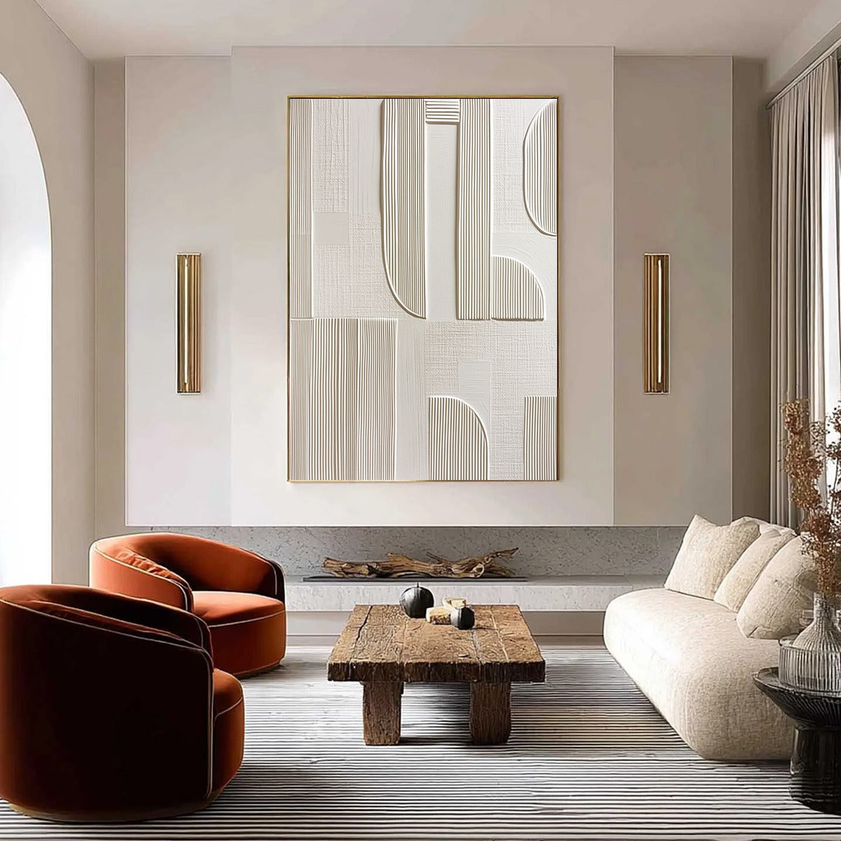 Static Rhythm – Wabi-Sabi Geometric Oil Painting, view 2