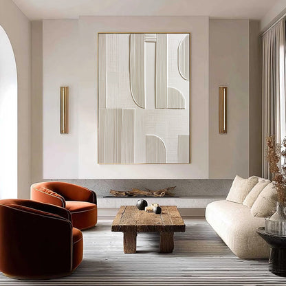 Static Rhythm – Wabi-Sabi Geometric Oil Painting, view 2