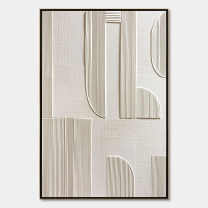 Static Rhythm – Wabi-Sabi Geometric Oil Painting, view 1