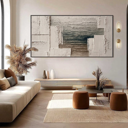 Grey and Beige Wabi-Sabi Anchor Impasto Oil Painting – Strata
