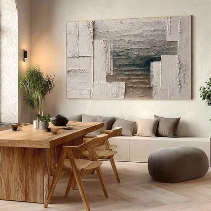 Grey and Beige Wabi-Sabi Anchor Impasto Oil Painting – Strata