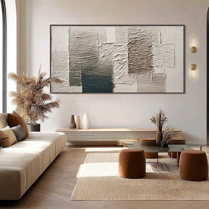 Blue and Beige Wabi-Sabi Landscape Textured Oil Painting – Strata