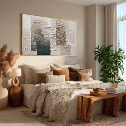 Blue and Beige Wabi-Sabi Landscape Textured Oil Painting – Strata
