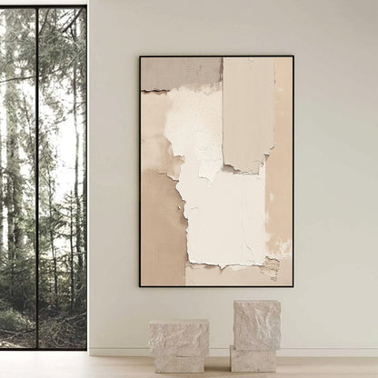 Grey and White Wabi-Sabi Landscape Textured Oil Painting – Strata