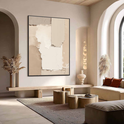 Grey and White Wabi-Sabi Landscape Textured Oil Painting – Strata