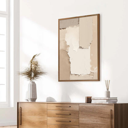 Grey and White Wabi-Sabi Landscape Textured Oil Painting – Strata