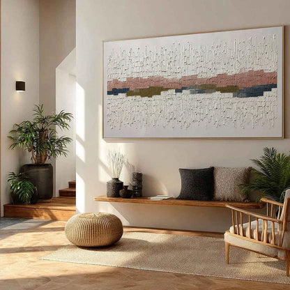 Blue and Olive Wabi-Sabi Rose Textured Oil Painting – Strata