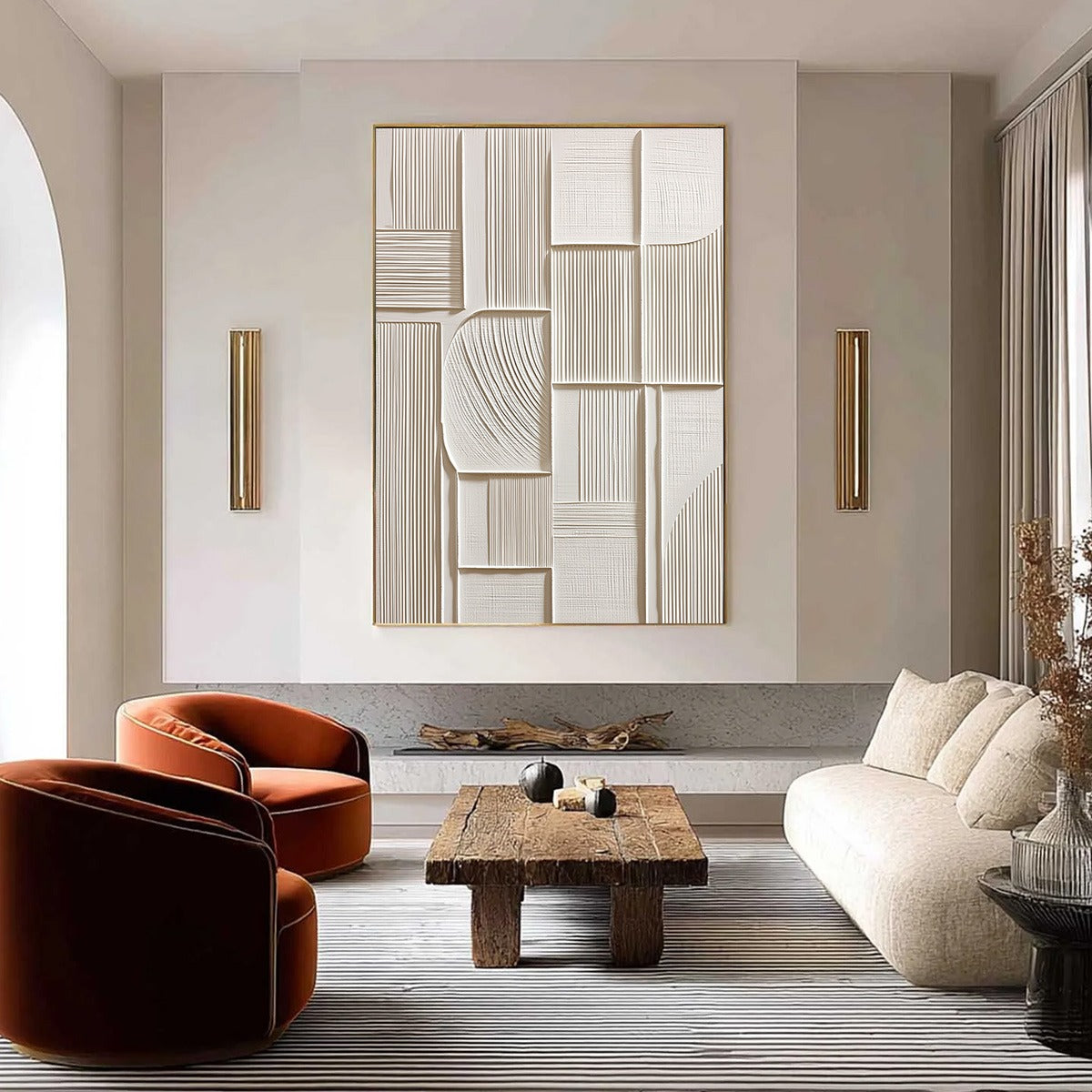 Structured Calm – Wabi-Sabi Architecture Oil Painting, view 2