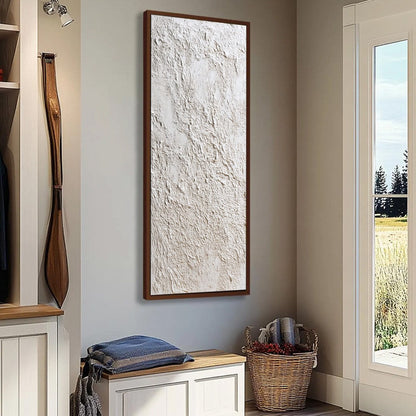 White and Beige Wabi-Sabi Landscape Impasto Oil Painting – Stucco