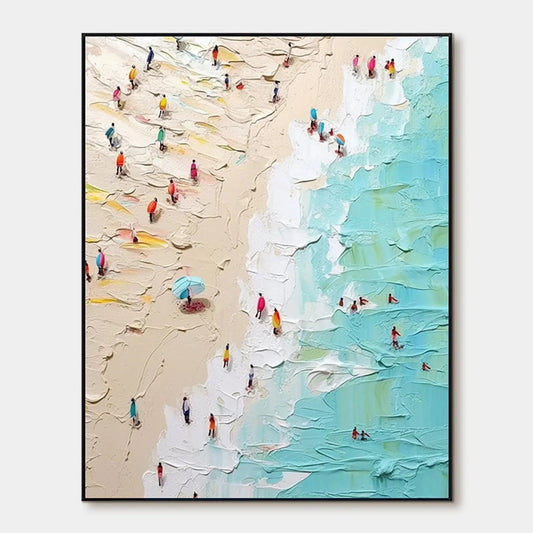 Summer Holiday hand-painted sand and ivory textured beach scene painting rolled canvas option