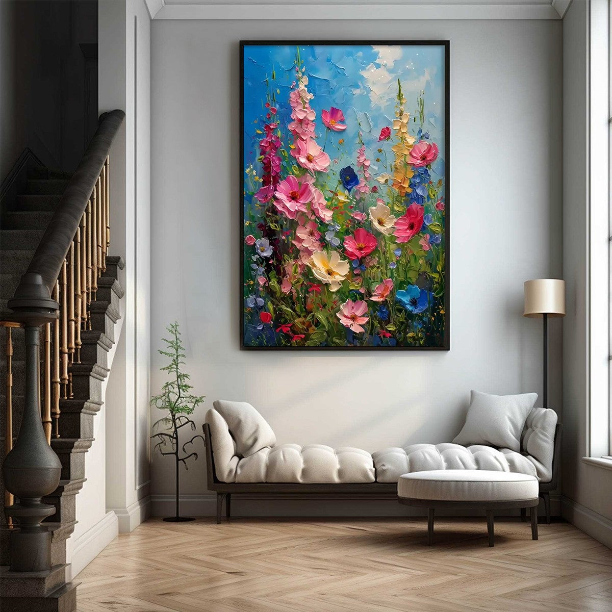 Summer Meadow Dance – Meadow Impasto Oil Painting, view 2