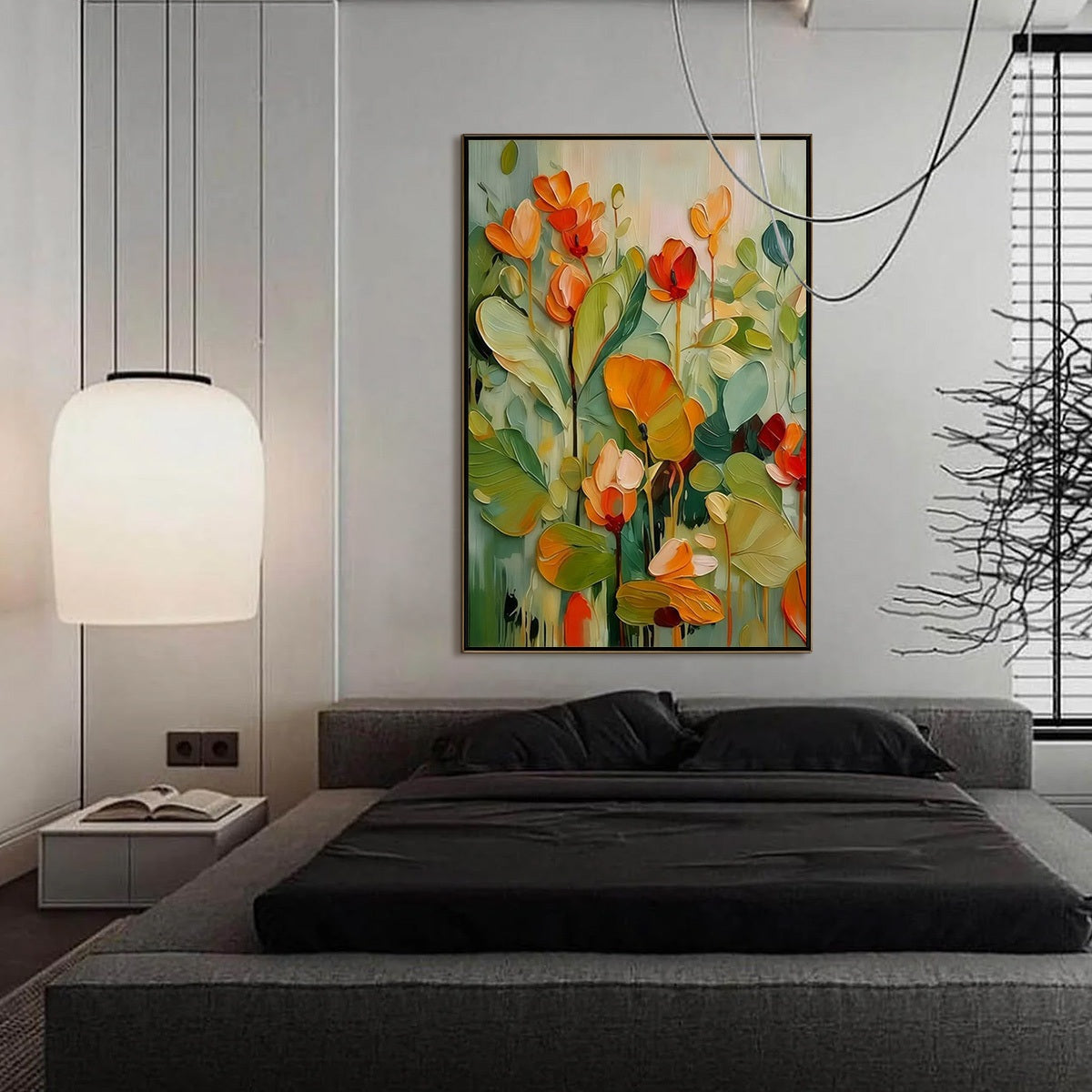 3D Texture Impasto Oil Painting – Sunset Blooms