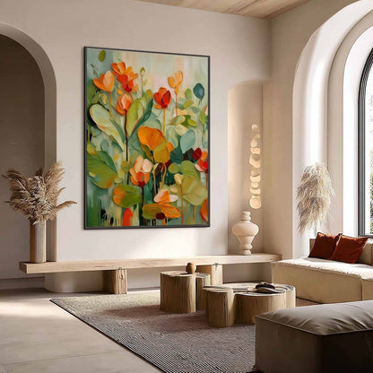 3D Texture Impasto Oil Painting – Sunset Blooms