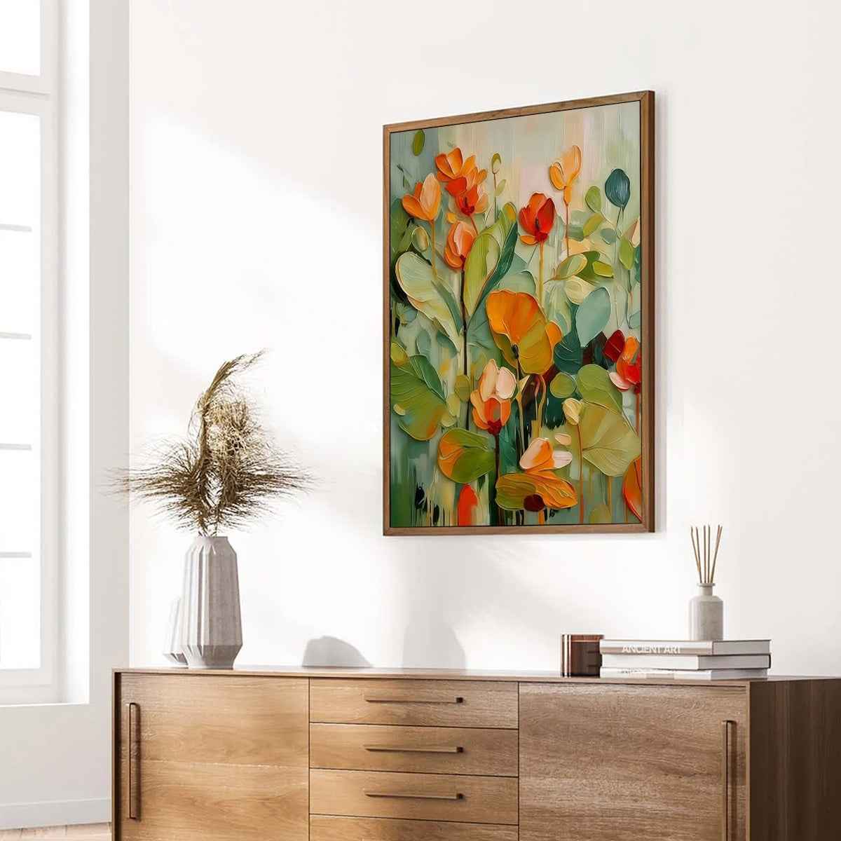 3D Texture Impasto Oil Painting – Sunset Blooms