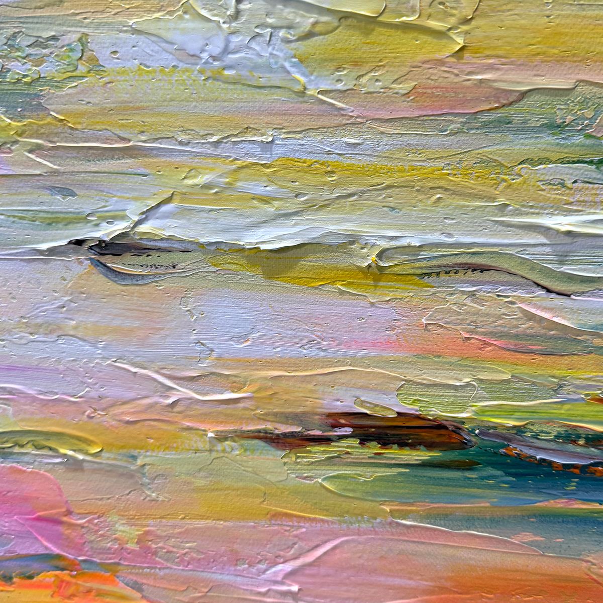 Sunset Sail hand-painted ocean blue, ivory and soft neutral tones textured sailboat seascape painting rolled canvas option