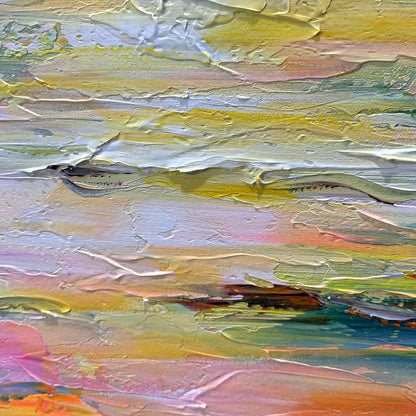 Sunset Sail hand-painted ocean blue, ivory and soft neutral tones textured sailboat seascape painting rolled canvas option