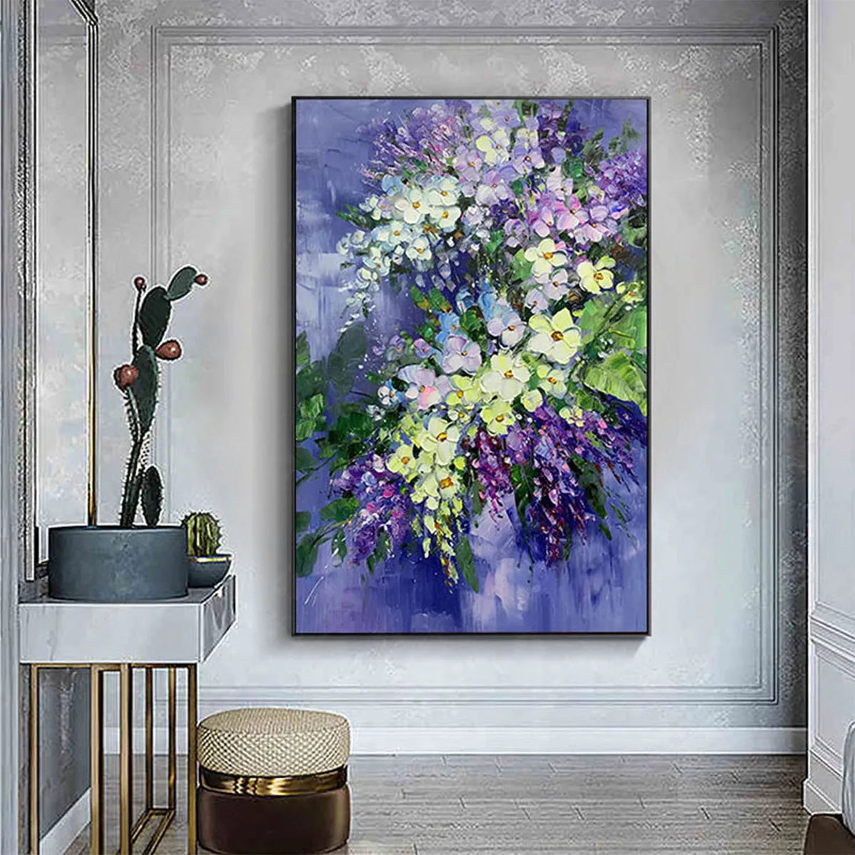 Purple and White Bouquet Impasto Oil Painting – Serenity In Purple
