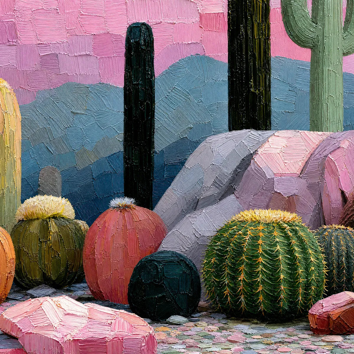 Sonoran Dream – Boho Cactus Oil Painting, view 3