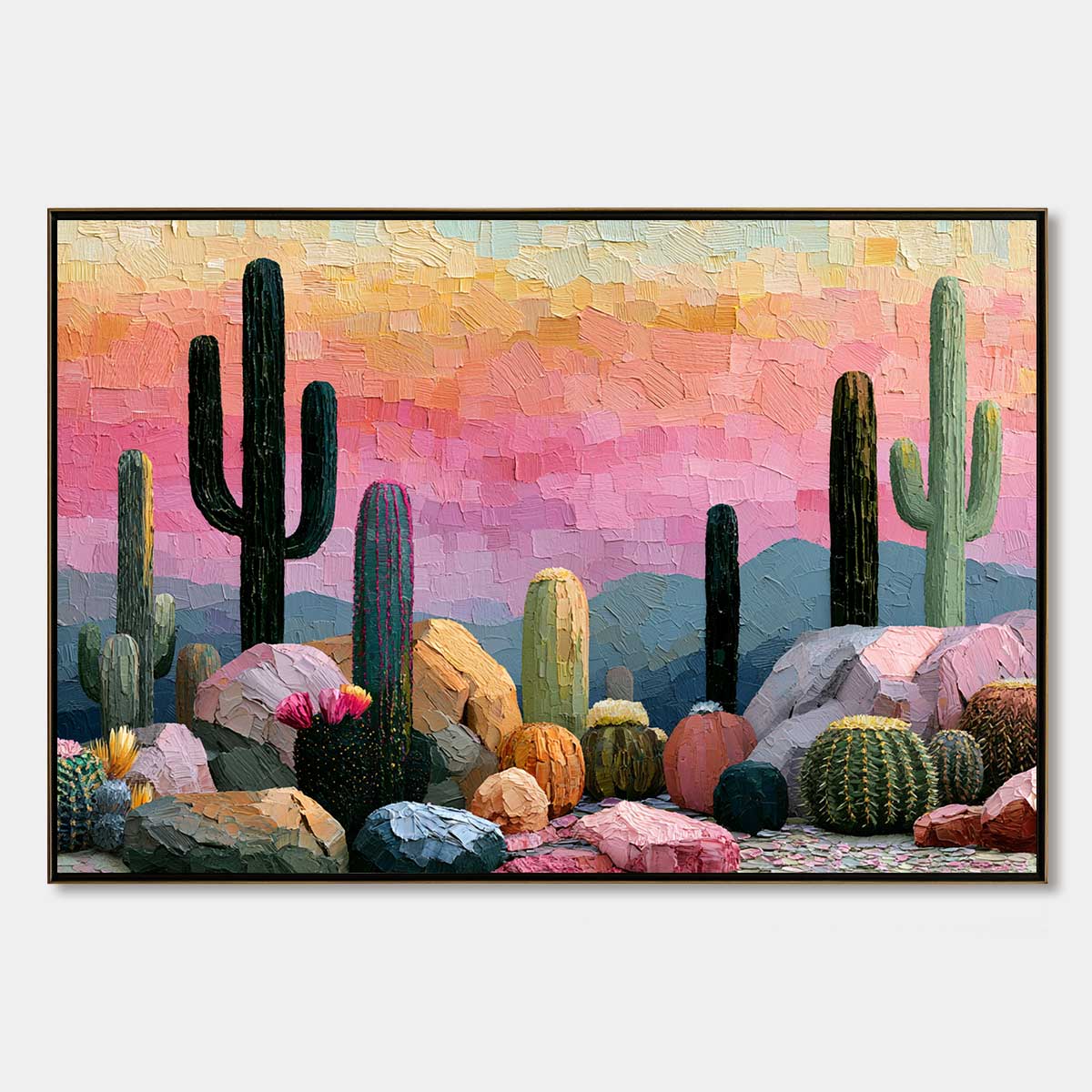 Sonoran Dream – Boho Cactus Oil Painting, view 1