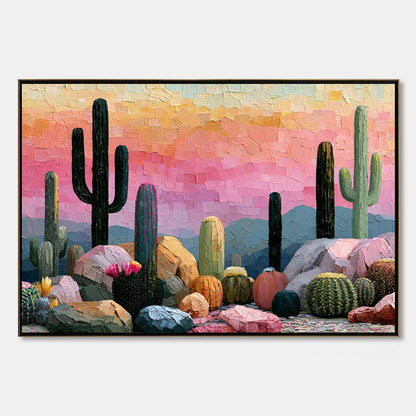Sonoran Dream – Boho Cactus Oil Painting, view 1