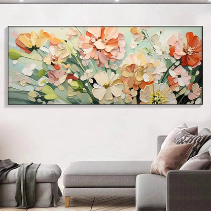 Orange and White Floral Impasto Painting – Sunkissed Garden