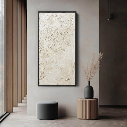 White and Beige Wabi-Sabi Abstract Impasto Oil Painting – Terra Alba by Liam O'Connell