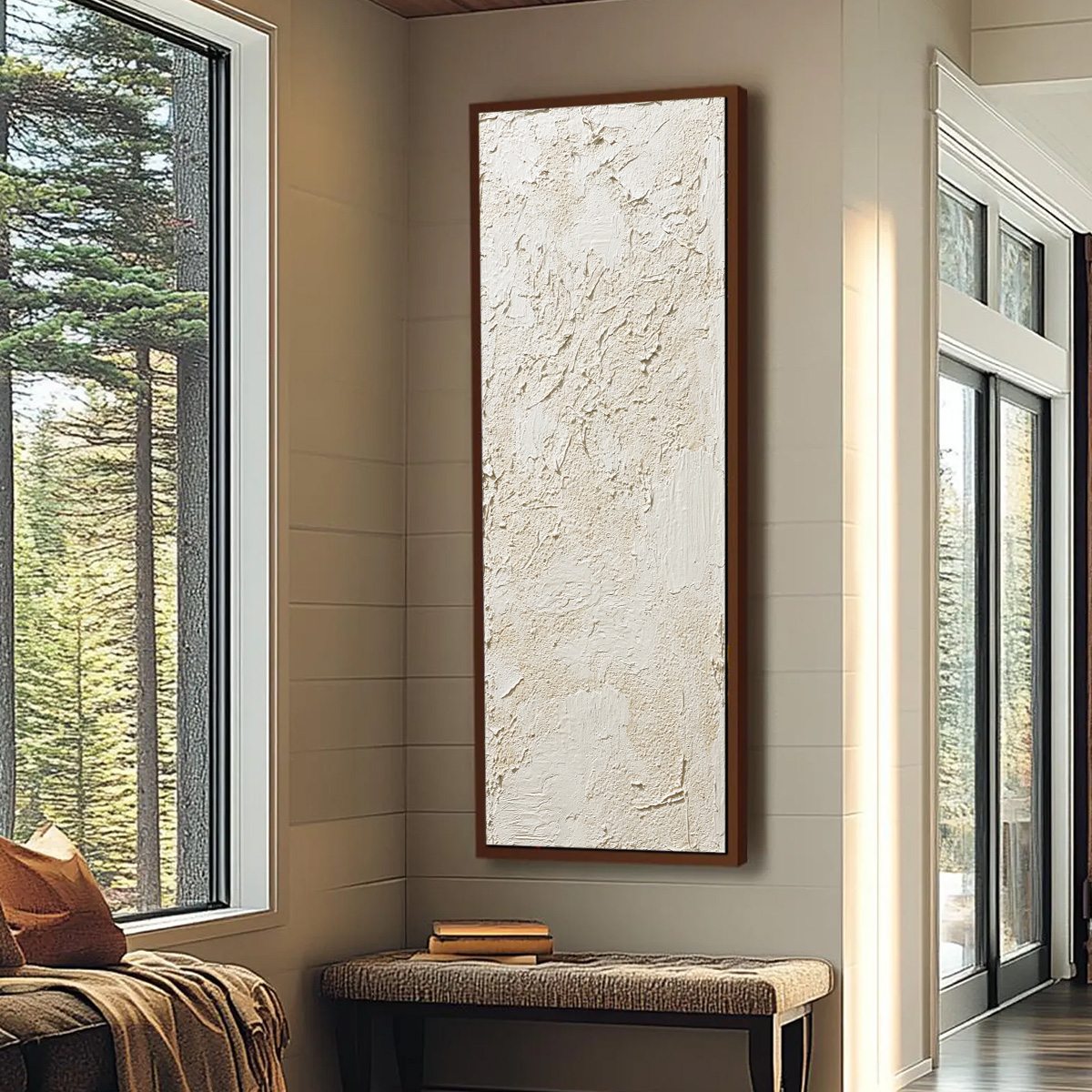 White and Beige Wabi-Sabi Abstract Impasto Oil Painting – Terra Alba by Liam O'Connell