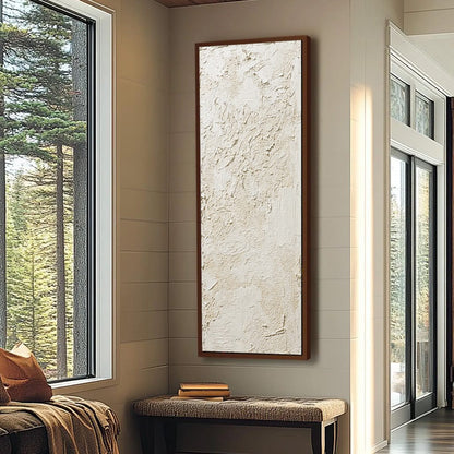 White and Beige Wabi-Sabi Abstract Impasto Oil Painting – Terra Alba by Liam O'Connell