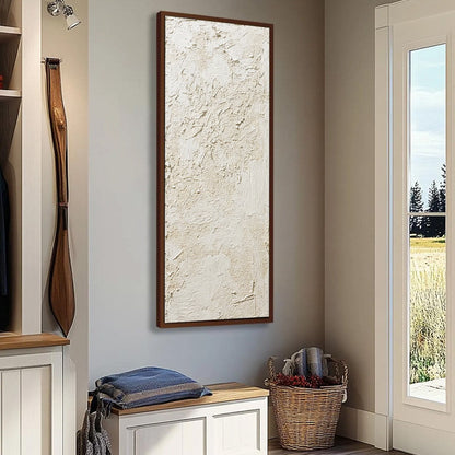 White and Beige Wabi-Sabi Abstract Impasto Oil Painting – Terra Alba by Liam O'Connell