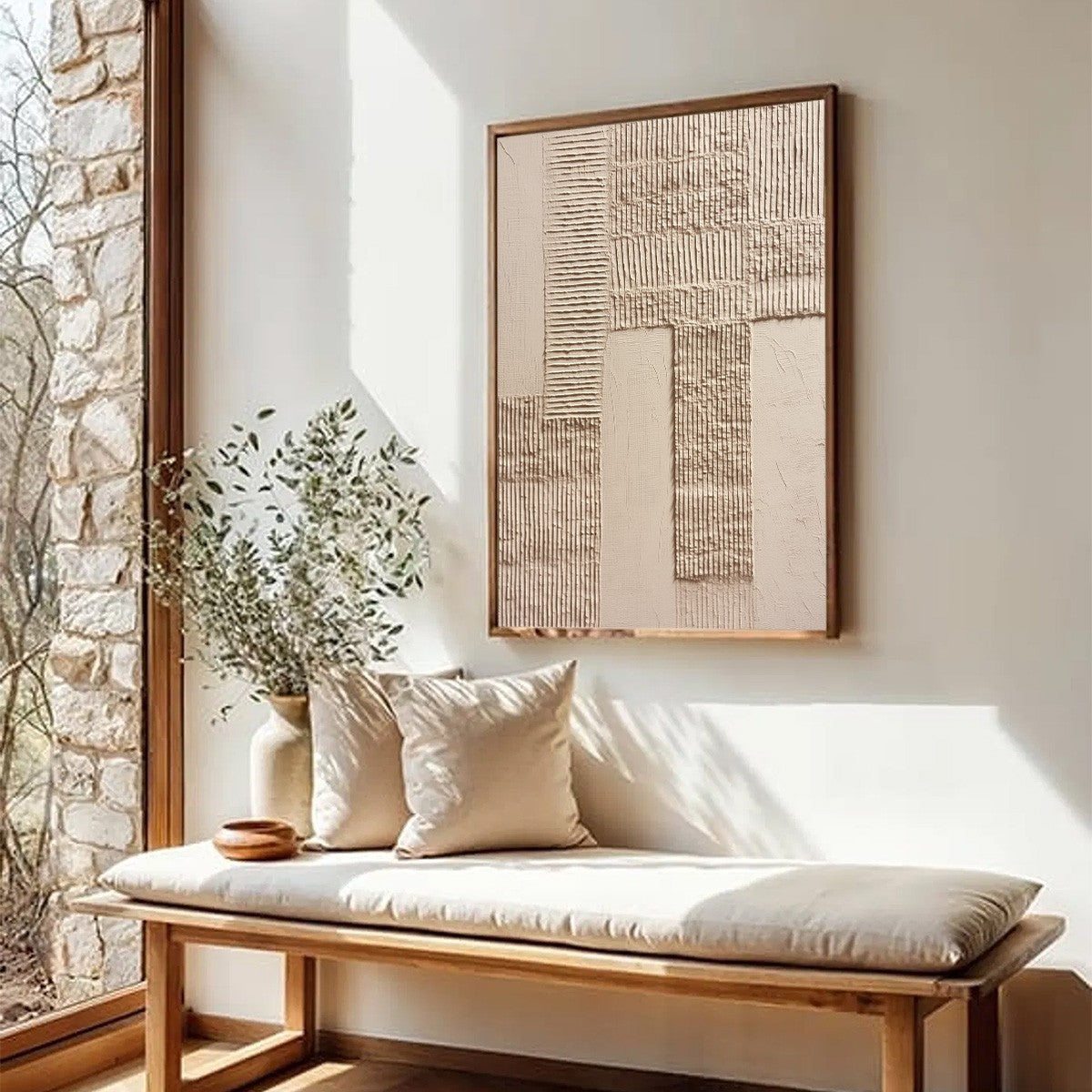 Wabi-Sabi Landscape Textured Oil Painting – Terra Alba