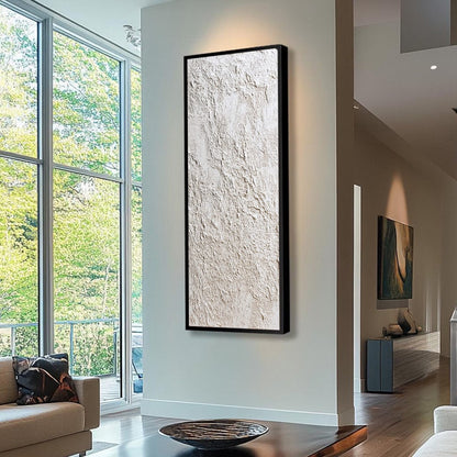 White Wabi-Sabi Abstract Impasto Oil Painting – Terra Alba