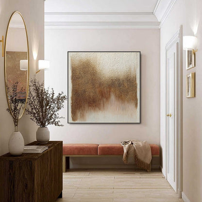 Beige and Brown Wabi-Sabi Abstract Textured Oil Painting – Terra Firma