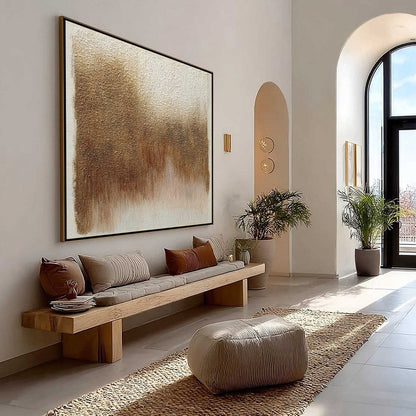 Beige and Brown Wabi-Sabi Abstract Textured Oil Painting – Terra Firma
