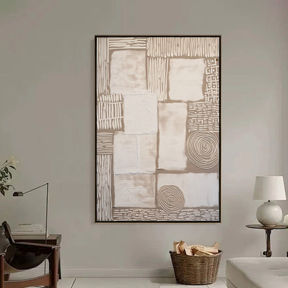 White and Beige Wabi-Sabi Landscape Textured Acrylic Painting – Terra Firma