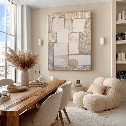 White and Beige Wabi-Sabi Landscape Textured Acrylic Painting – Terra Firma