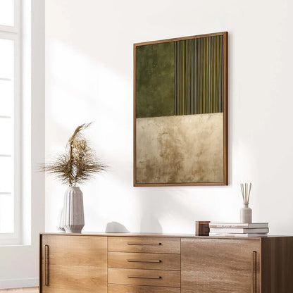 Olive and Beige Wabi-Sabi Landscape Textured Oil Painting – Terra Firma